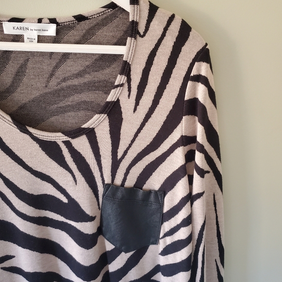 Karen Kane USA L Modern Contempoary Abstract Zebra Retro Jersey Knit Tunic Top - Picture 5 of 11